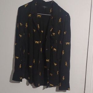 Rails Black Top with Gold Tiger Print